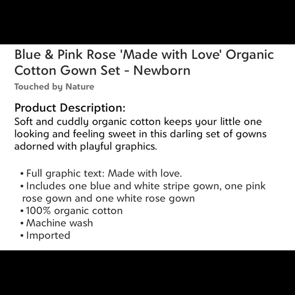 •‘Made With Love’ Organic Cotton Gown Set. - Picture 2 of 2